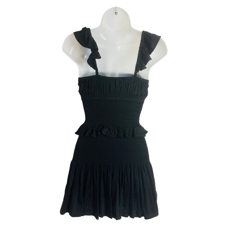 Skylar + Madison | Black Smocked Ruffle Mini Dress | Size Small - Picture 5 of 8